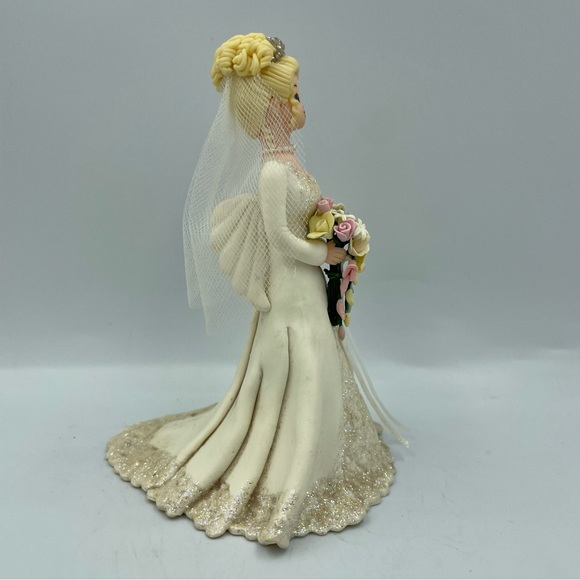 Carol Graziano Avon Kneeded Angels bride figure cake topper blonde wedding - Picture 3 of 7